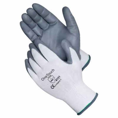 winter work gloves - Pair of White Nitrile Coated Nylon Work Gloves - Durable, Protective, Grip, Comfortable