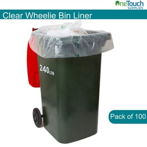Clear Wheelie Bin Liner - Flat Pack of 100.