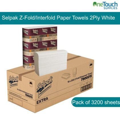 Selpak Z Fold Paper Towels - 2-ply White (3200 Sheets in a Box)