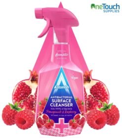 A bottle of Astonish Antibacterial Surface Cleanser with Pomegranate & Raspberry scent