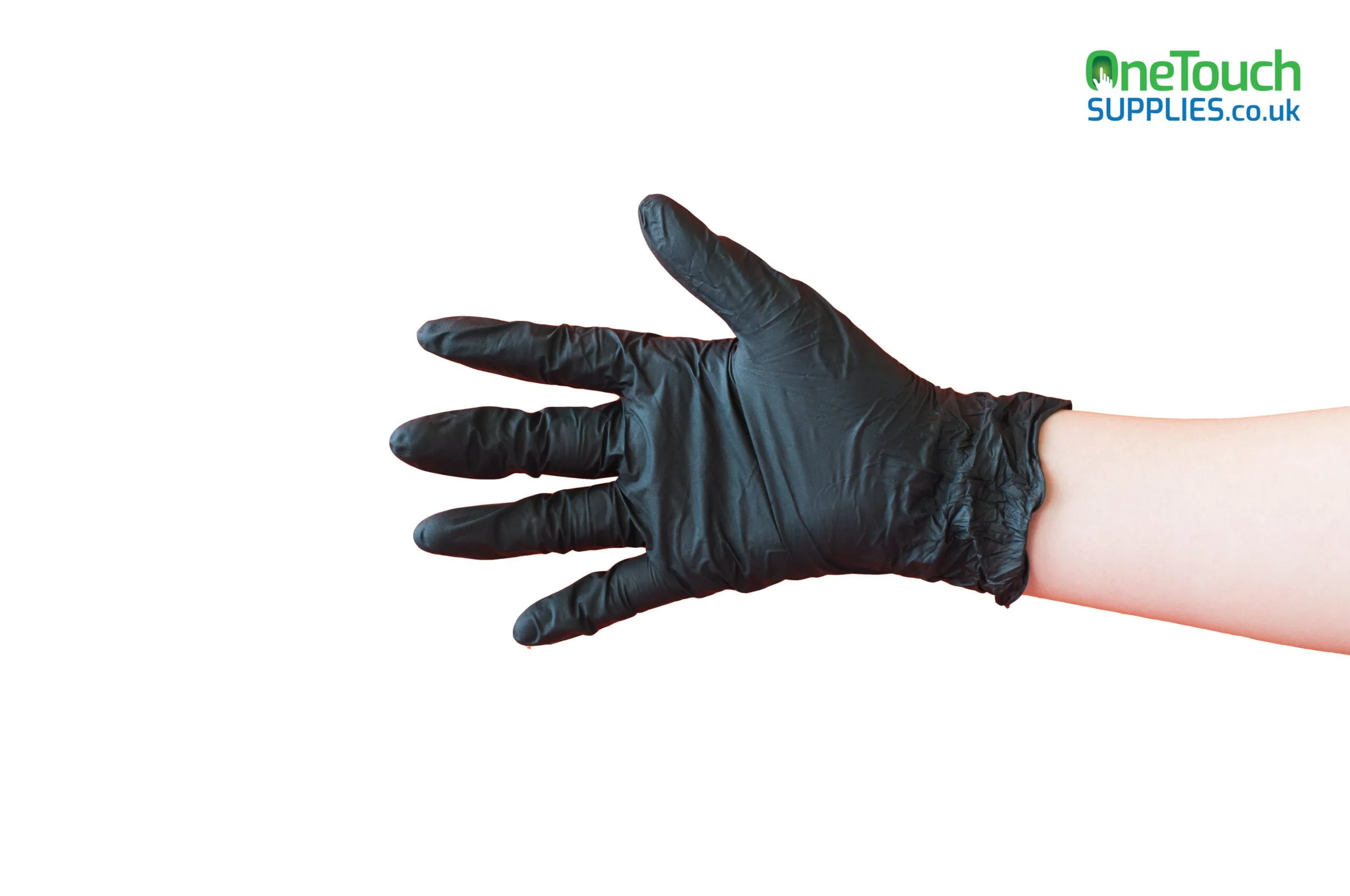 Chef,Hands.,Kitchen,Hygiene.,Woman,Wearing,Black,Latex,Gloves,Isolated