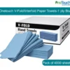 V-Fold Paper Towels: Single-ply blue hand towels (4,000 sheets) offer efficient, hygienic dispensing, reduced waste, and control costs.