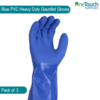 Image of Blue PVC Rubber Heavy Duty Gauntlet Gloves with 35" Long Arm for chemical protection.