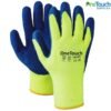 Blue thermal work gloves with insulated lining and textured grip for cold conditions