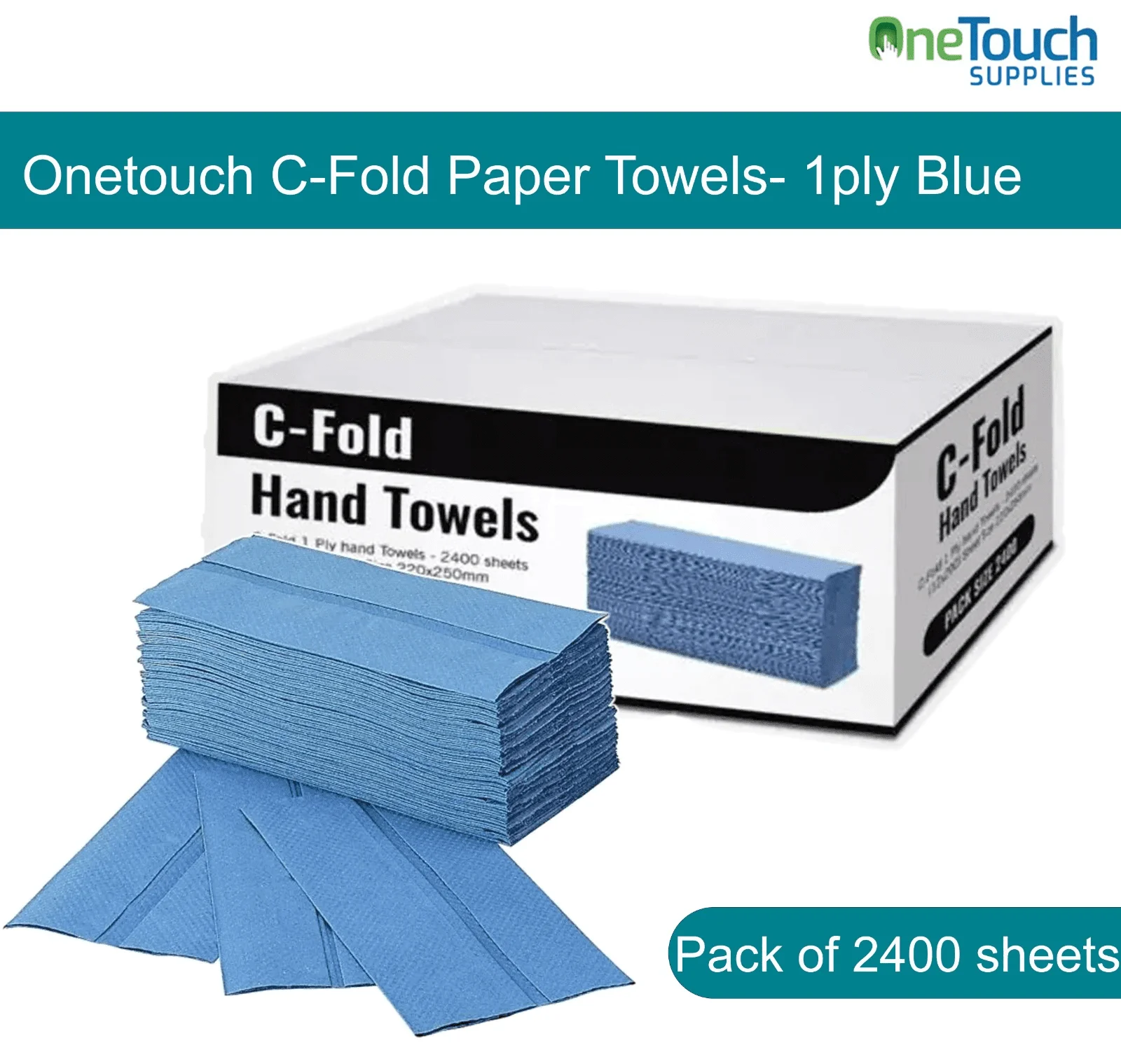 Shop our premium C Fold Paper Towels in vibrant blue colour, offering 1 ply (2400 sheets) in a box. Our hand towels are perfect for commercial use.