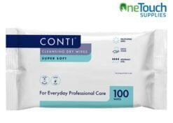 Pack of Conti Gentle Cleansing Dry Wipes, 28 x 20cm, ideal for sensitive skin care and all-over body use.