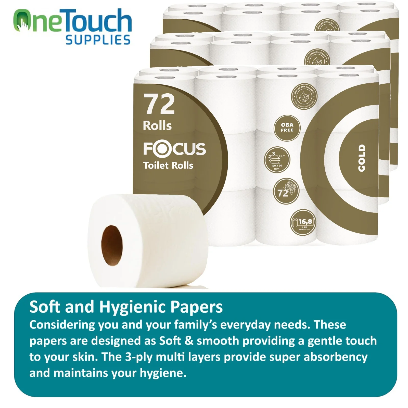 Focus 3-Ply Toilet Rolls - Premium (Pack of 24, 48 and 72) - Image 3