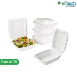 Bagasse Clamshells 600ml (Pack of 50)
