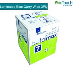 Laminated Blue Carry Wipe 3Ply - 34cm x 24cm - Pack of 500 Sheets.