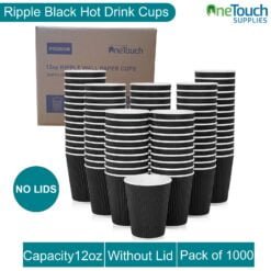 Black Disposable Hot Drink Cups - 12 oz (Box of 100-1000)