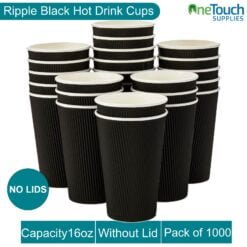 Black Disposable Hot Drink Cups - 16 oz (Box of 100-1000)