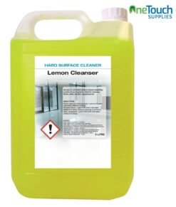 A bottle of Hard Surface Lemon Floor Cleanser.