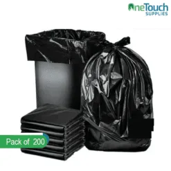 Heavy duty black bin liners flat pack 200 count box