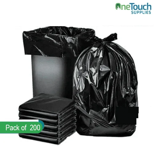 Heavy duty black bin liners flat pack 200 count box