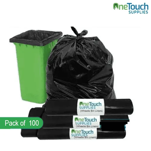 Black wheelie bin liners 100 pack 760x1165x1370mm