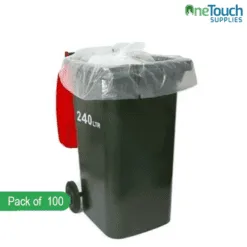 Clear recycled wheelie bin liners 100 pack 762x1165x1345mm