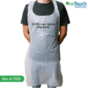 "Disposable 14-micron white aprons in a flat box, providing lightweight and hygienic protection for medical and food industries."