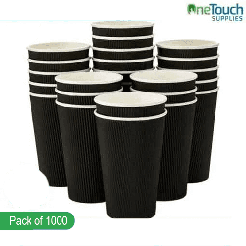 DisposableHot Drink Cups without lids for Coffee (Box of 100-1000) Black-(16 oz)