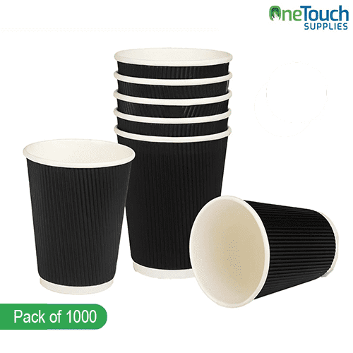 DisposableHot Drink Cups without lids for Coffee (Box of 100-1000) Black-(8 oz)