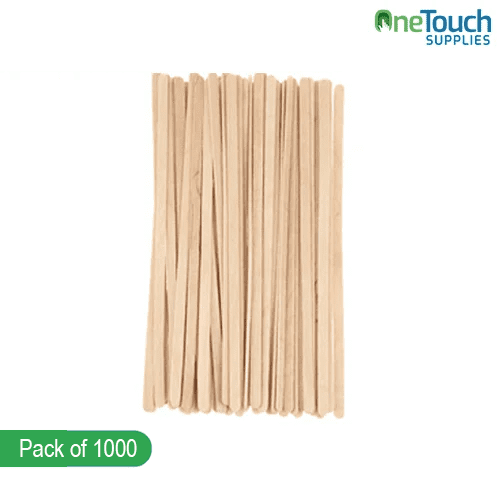 Eco-Friendly Wooden Coffee Stirrers - 190mm x 5mm x 1.3mm, Pack of 1000