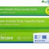 SafeCare green soluble strip laundry sacks for infection control with water-soluble seal for care homes and hospitals.