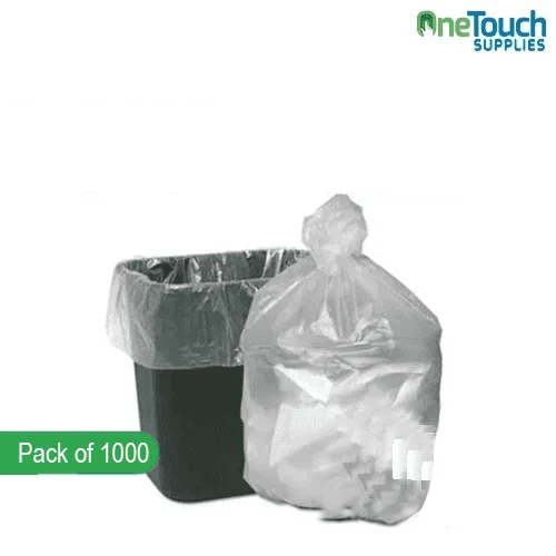 Clear square bin liners 1000 pack inside black office bin