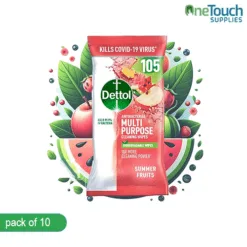 Dettol Summerfruits Antibacterial Multi Purpose Cleaning Wipes – Pack of 10
