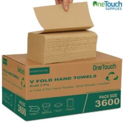 V-Fold Hand Towels kraft 1-Ply Recycled Paper 3600 sheets box