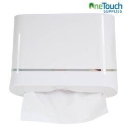 Wall-mounted V Fold/Interfold Paper Hand Towel Dispenser in a modern washroom setting.