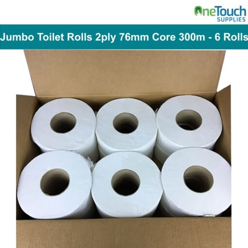 Jumbo toilet roll on dispenser ready for use