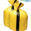 Yellow medium duty tiger stripe sacks with single black stripe, 200 bags per case