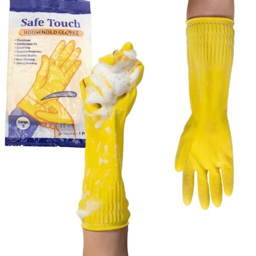 12 Pairs of Household SafeTouch Rubber Gloves in Small, Medium, Large, and Extra Large Sizes