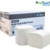 Eco-Friendly Bulk Pack Toilet Paper – 40% bamboo, 30% sugarcane, and 30% recycled wood pulp. Sustainable 2-ply sheets for commercial use