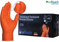 OneTouch orange diamond textured nitrile gloves – Heavy-duty industrial use