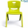 Lime stacking plastic chair for children aged 2–6 with ergonomic design and safety legs.