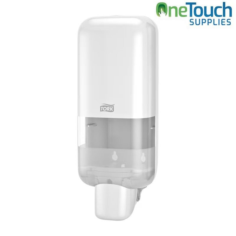 White manual wall-mounted soap and sanitiser dispenser 564500 for clinical and commercial hygiene