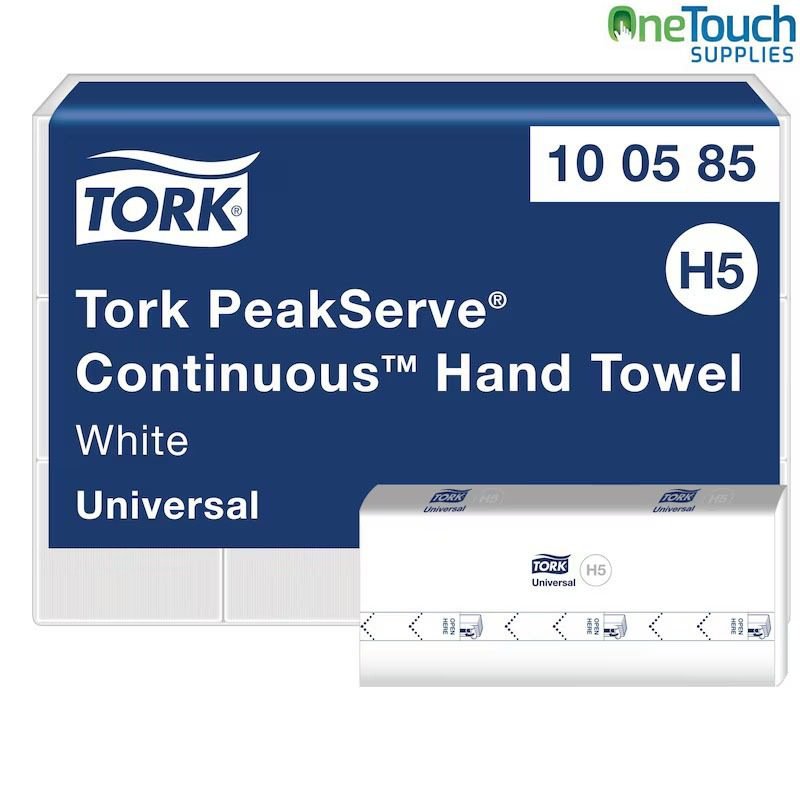 Tork H5 PeakServe Continuous Hand Towels 100585 high capacity white washroom tissue