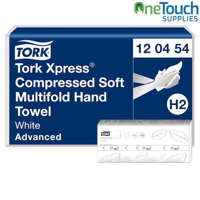 Tork H2 Xpress Multifold Advanced hand towels 120454 2-ply white for hygienic one-at-a-time dispensing