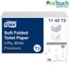 Tork T3 Soft Folded Toilet Paper 114273 2-ply white tissue for hygienic washroom dispensing