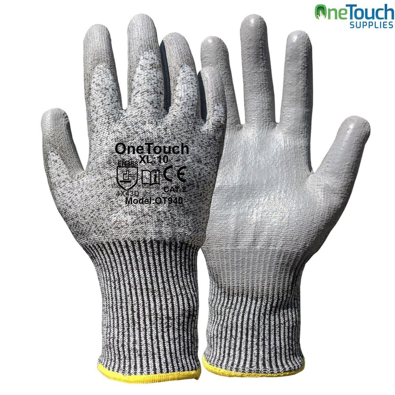 OneTouch L9 Cut Resistant Gloves OT 910 pack of 12 level F safety gloves