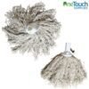 White hygiene mop head with 250g cotton strands and push-fit attachment