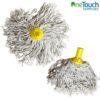 Yellow hygiene mop head with 250g cotton strands and push-fit connector