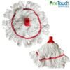 Red hygiene mop head with 250g cotton strands and screw fit attachment