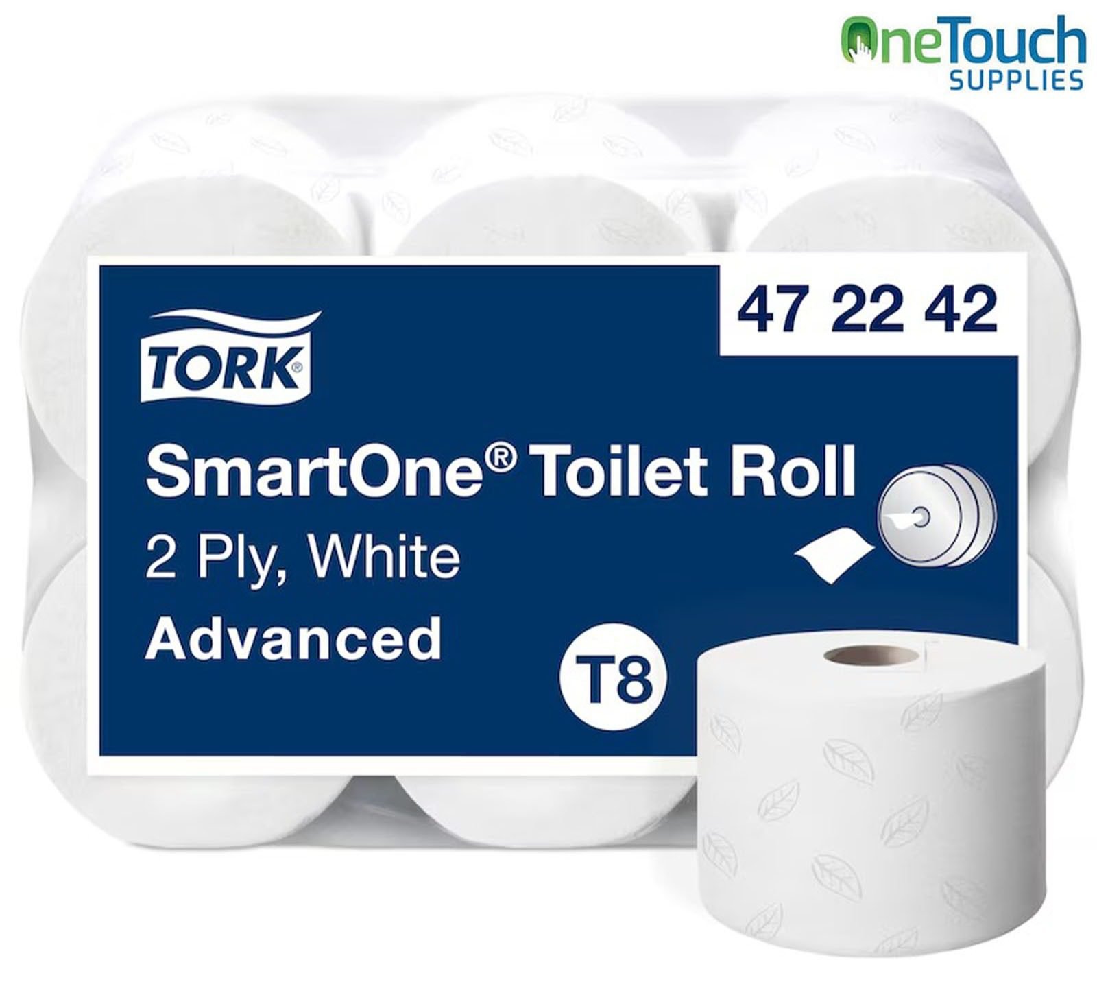 Tork SmartOne Toilet Roll White T8 472242 2-ply advanced washroom tissue system