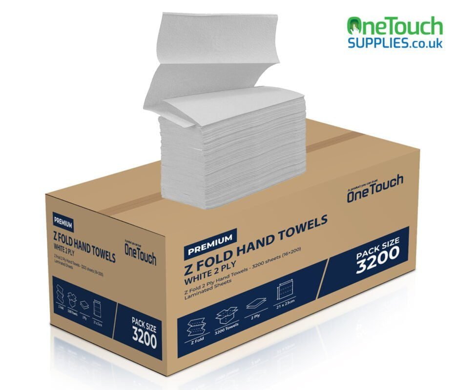 Z Fold Hand Towels 2 Ply Disposable Tissues White Box