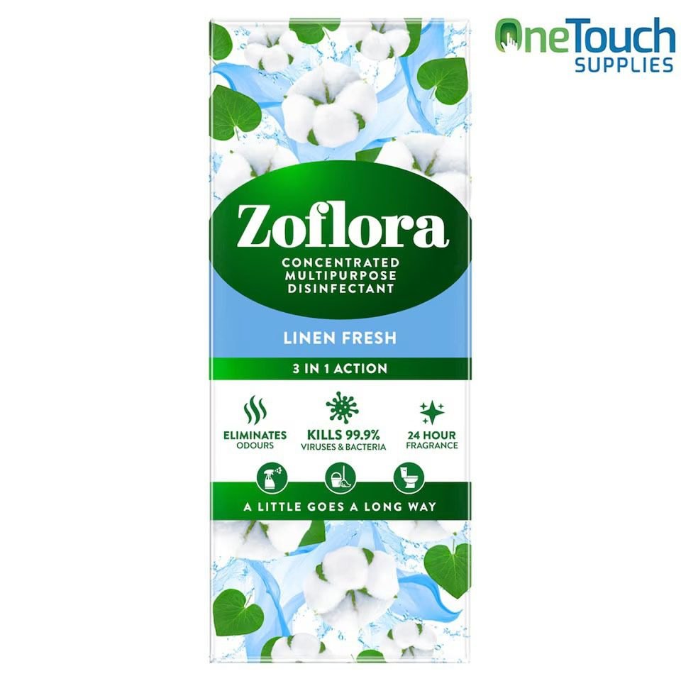 Zoflora Linen Fresh 500ml concentrated disinfectant bottle for cleaning and eliminating germs on surfaces