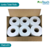 Jumbo 2-ply toilet rolls, 300m length, 6-pack with a 76mm core, ideal for high-traffic restrooms in commercial and public spaces.