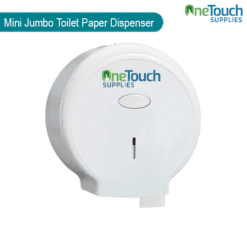 Mini Jumbo toilet paper dispenser for high-capacity, efficient toilet tissue dispensing.