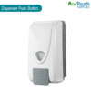 Push-operated wall-mounted soap dispenser for easy and hygienic handwashing.