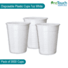 Pack of 3000 white disposable 7oz plastic cups, ideal for small servings of beverages.